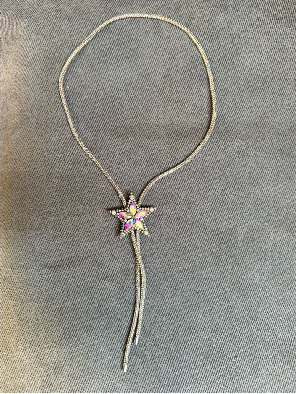 Celestial Glamour Iridescent Star Bolo Tie Necklace